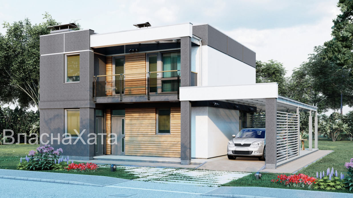 Двоповерховий будинок з великими вікнами